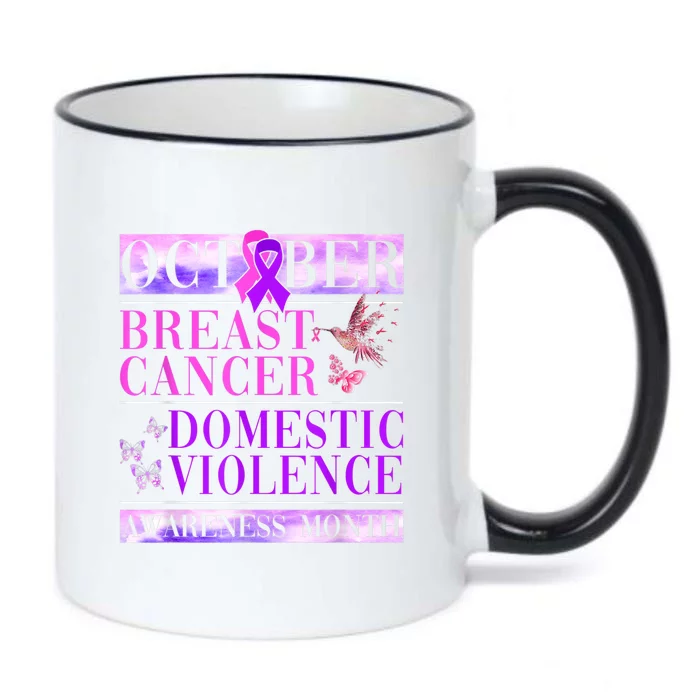 Breast Cancer And Domestic Violence Awareness Black Color Changing Mug