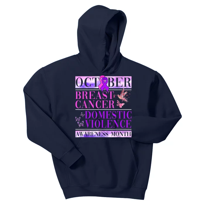 Breast Cancer And Domestic Violence Awareness Kids Hoodie