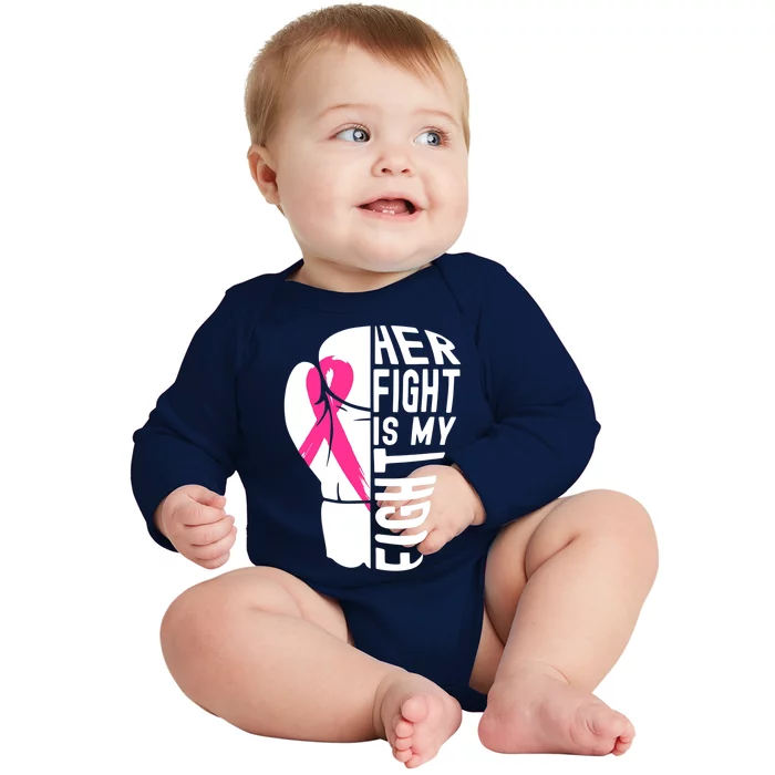 Breast Cancer Awareness Husband Support Squad Baby Long Sleeve Bodysuit