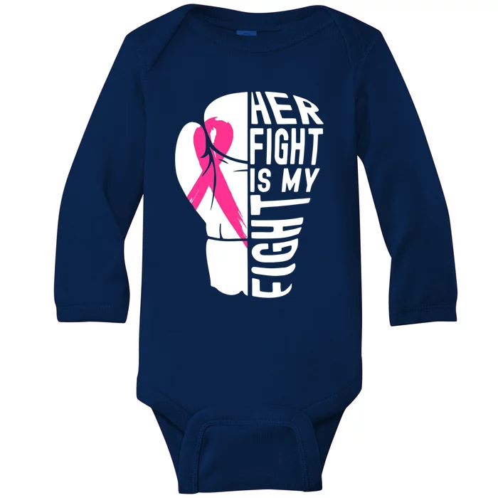 Breast Cancer Awareness Husband Support Squad Baby Long Sleeve Bodysuit