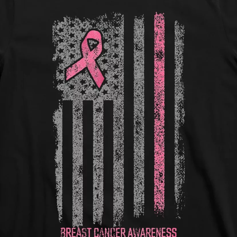 Breast Cancer American Flag Breast Cancer Awareness T-Shirt