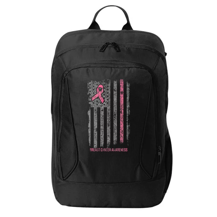 Breast Cancer American Flag Breast Cancer Awareness City Backpack