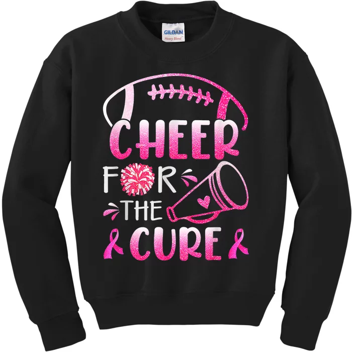 Breast Cancer Awareness Cheer For The Cure Cancer Support Squad Kids Sweatshirt