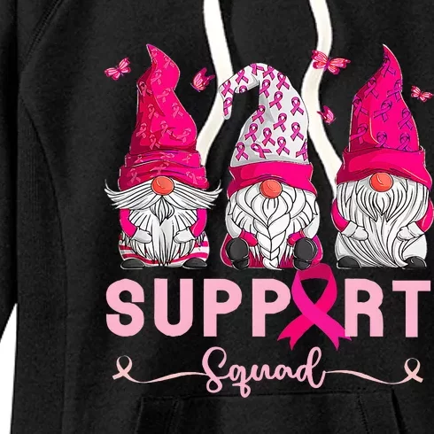 Breast Cancer Awareness Gnomes Support Squad Women's Fleece Hoodie