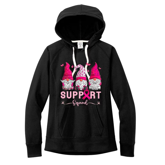 Breast Cancer Awareness Gnomes Support Squad Women's Fleece Hoodie