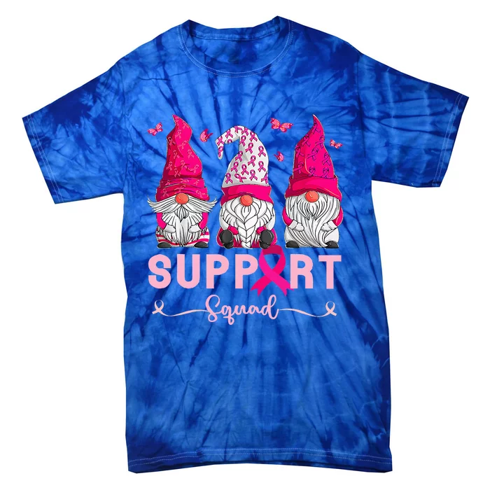 Breast Cancer Awareness Gnomes Support Squad Tie-Dye T-Shirt