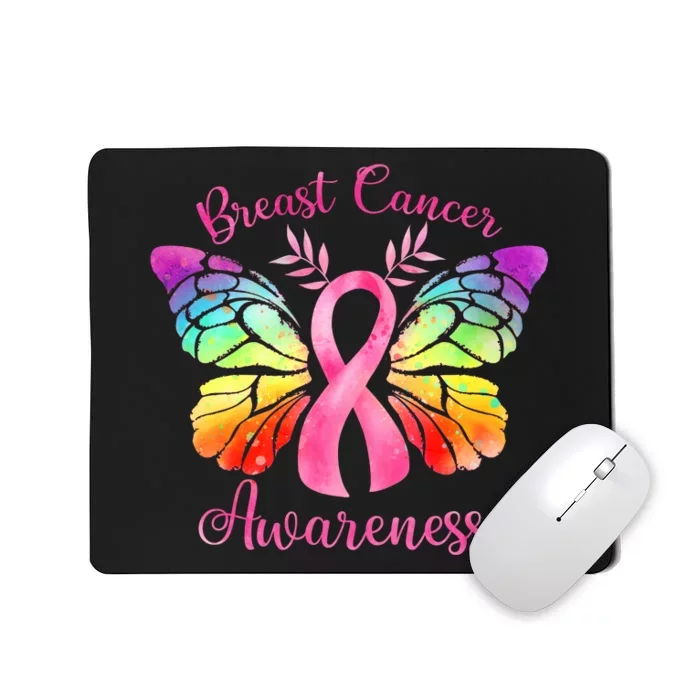 Breast Cancer Awareness Pink Ribbon Butterfly Mousepad