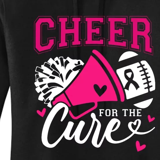 Breast Cancer Awareness Cheer For The Cure Football Fan Women's Pullover Hoodie