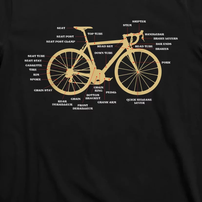 Bicycle Cycling Anatomy Road Bike Parts Biking Cyclist T-Shirt