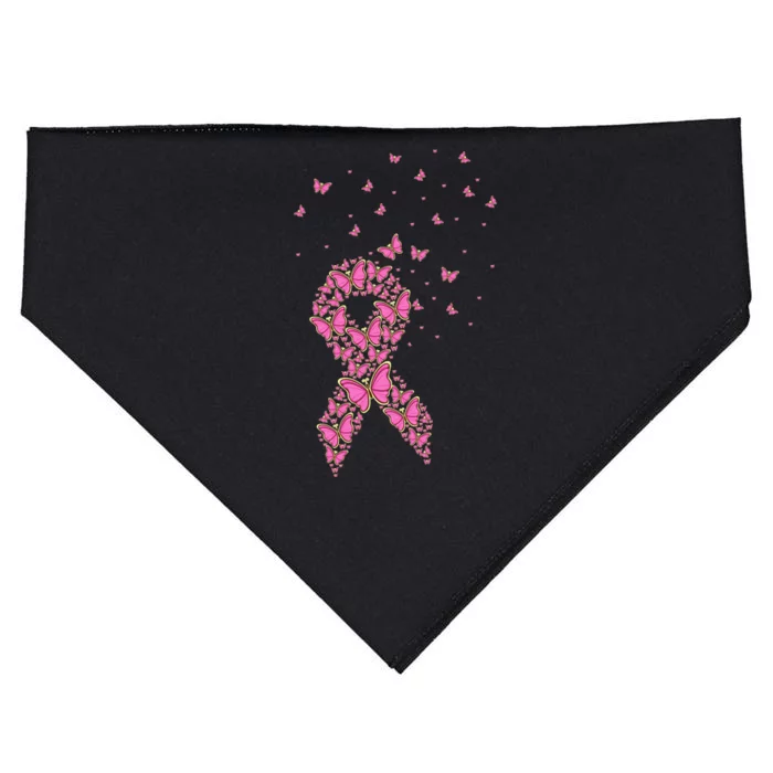 Breast Cancer Awareness Pink Butterfly Ribbon USA-Made Doggie Bandana