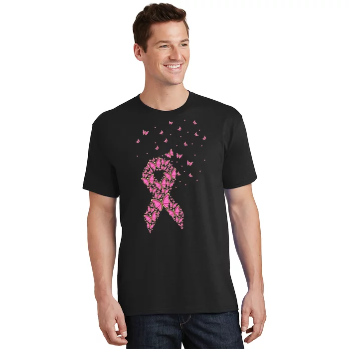 Breast Cancer Awareness Pink Butterfly Ribbon T-Shirt