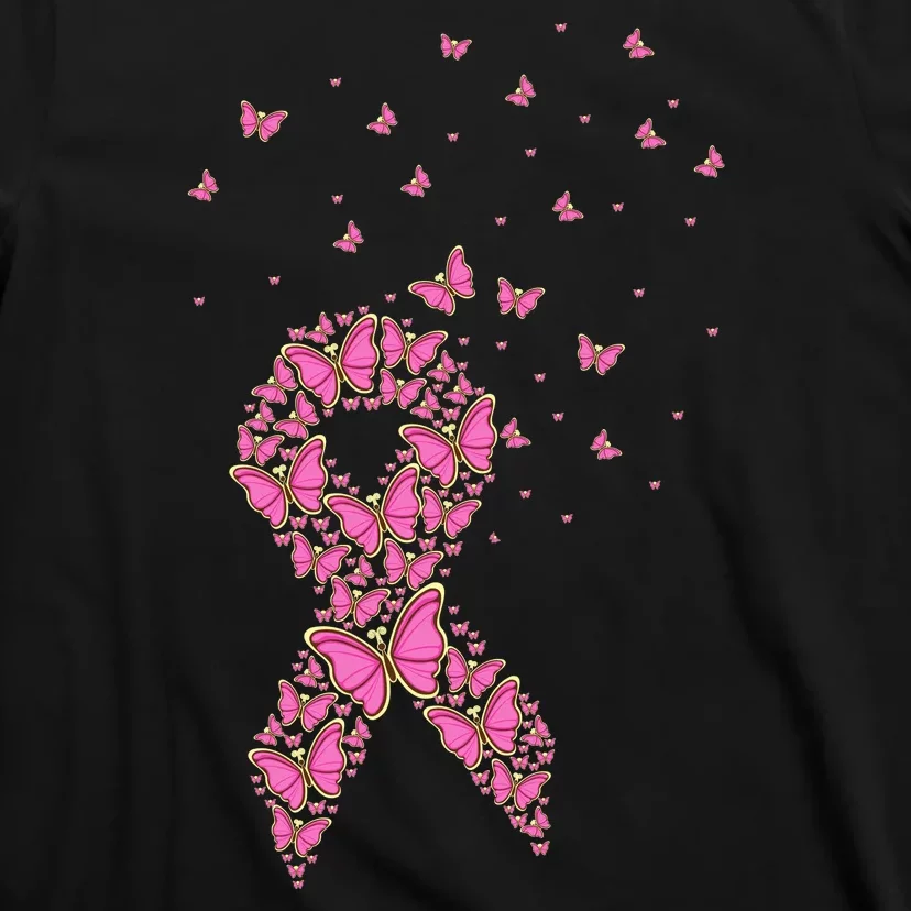 Breast Cancer Awareness Pink Butterfly Ribbon T-Shirt