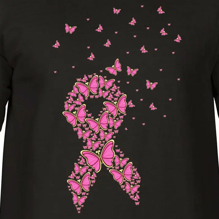 Breast Cancer Awareness Pink Butterfly Ribbon Comfort Colors T-Shirt