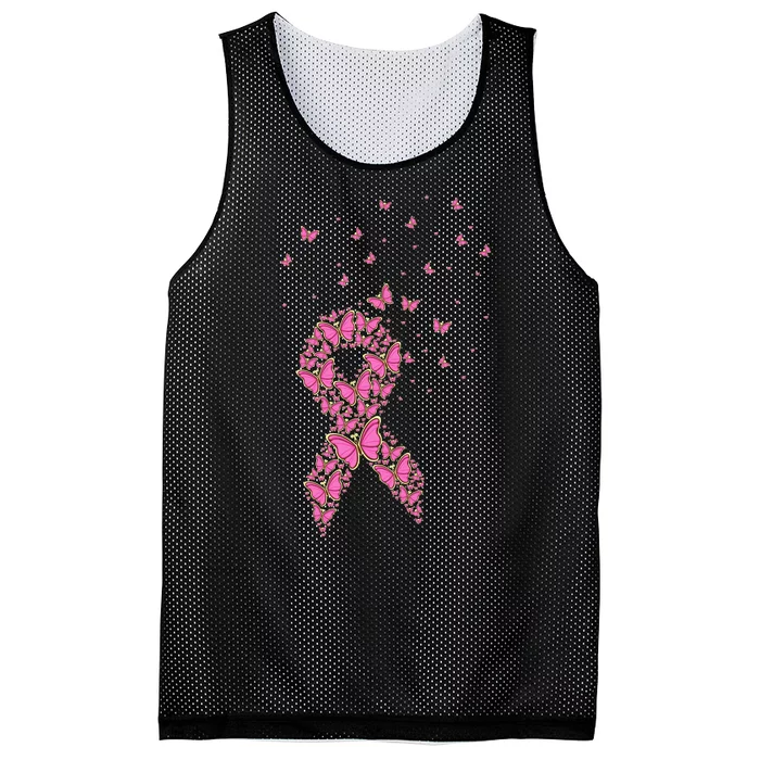 Breast Cancer Awareness Pink Butterfly Ribbon Mesh Reversible Basketball Jersey Tank