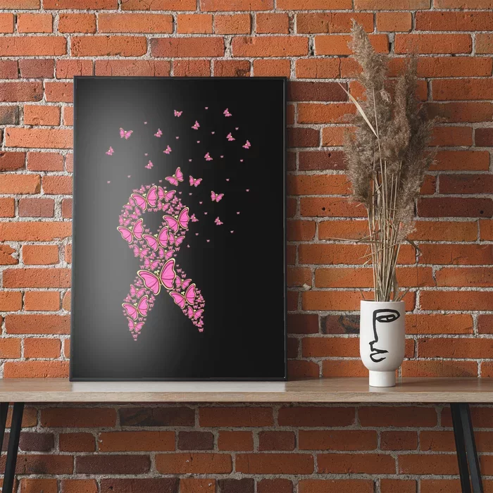 Breast Cancer Awareness Pink Butterfly Ribbon Poster