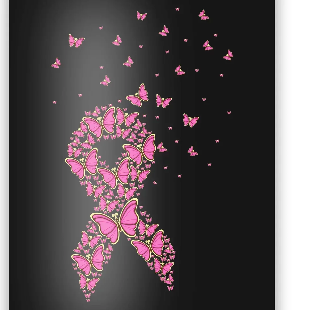 Breast Cancer Awareness Pink Butterfly Ribbon Poster