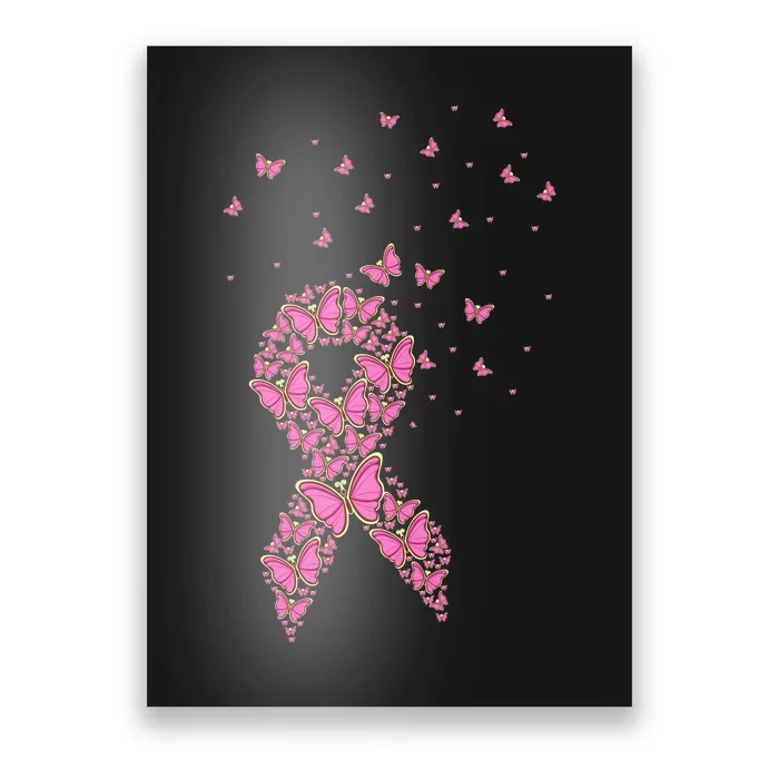 Breast Cancer Awareness Pink Butterfly Ribbon Poster