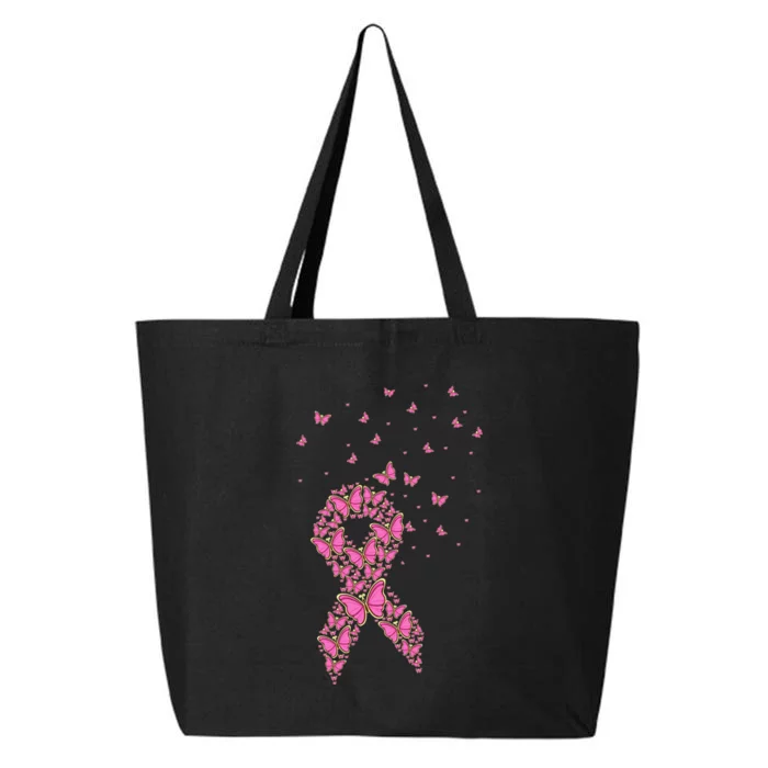 Breast Cancer Awareness Pink Butterfly Ribbon 25L Jumbo Tote