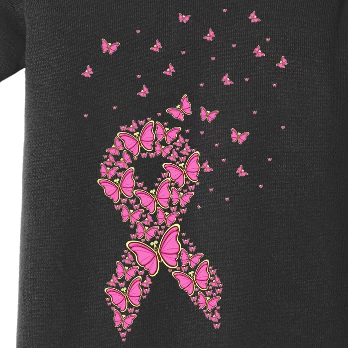 Breast Cancer Awareness Pink Butterfly Ribbon Baby Bodysuit