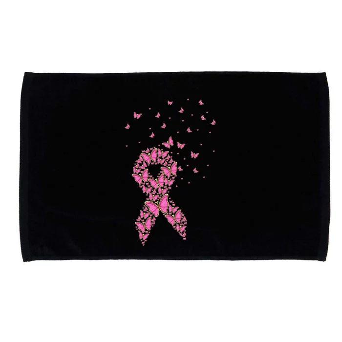 Breast Cancer Awareness Pink Butterfly Ribbon Microfiber Hand Towel