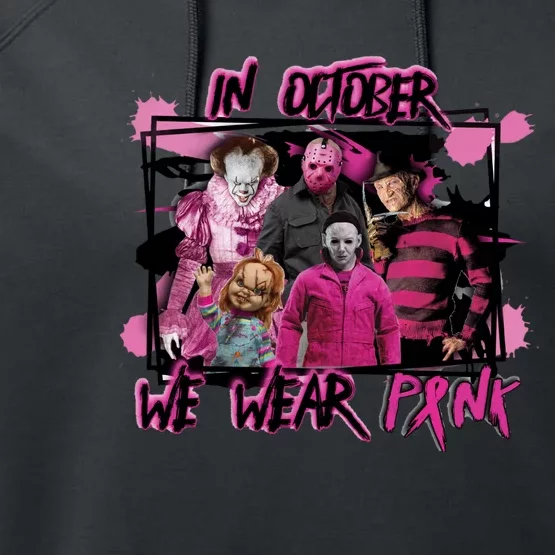 Breast Cancer Awareness Horror Movie Characters Halloween Performance Fleece Hoodie