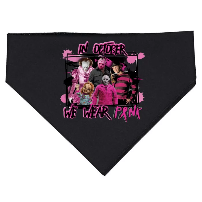 Breast Cancer Awareness Horror Movie Characters Halloween USA-Made Doggie Bandana