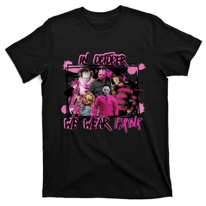 Breast Cancer Awareness Horror Movie Characters Halloween T-Shirt