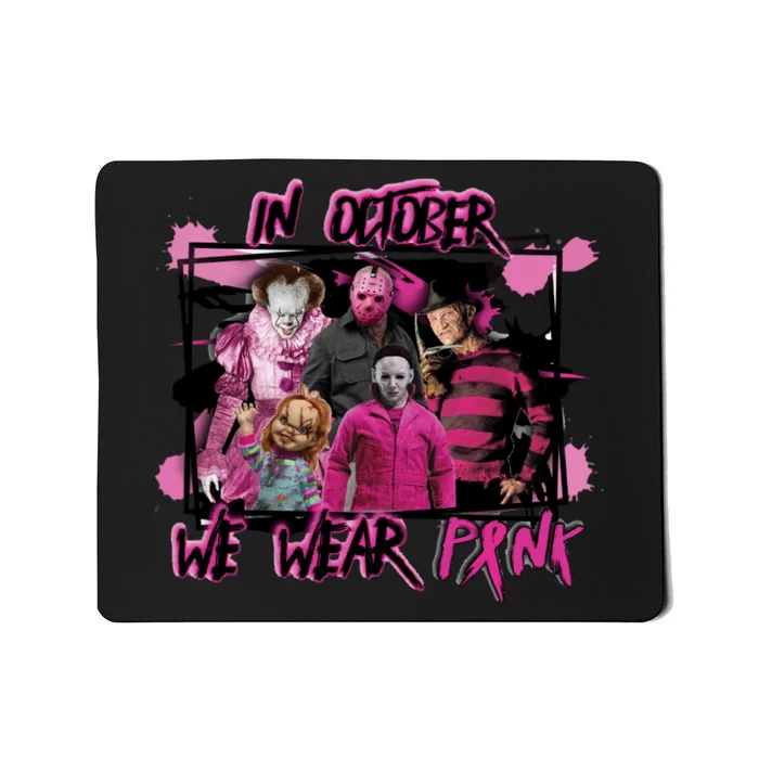 Breast Cancer Awareness Horror Movie Characters Halloween Mousepad