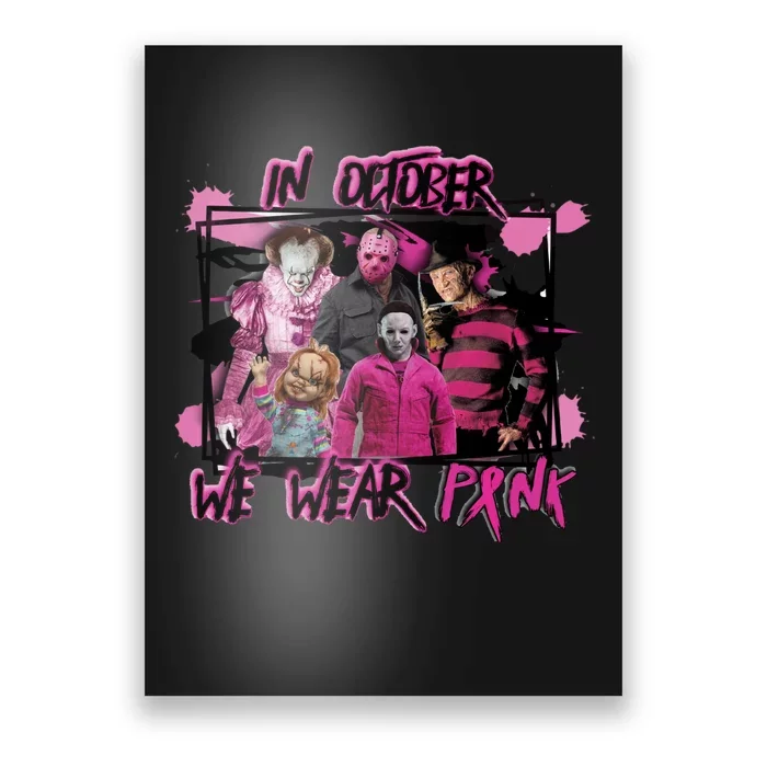 Breast Cancer Awareness Horror Movie Characters Halloween Poster