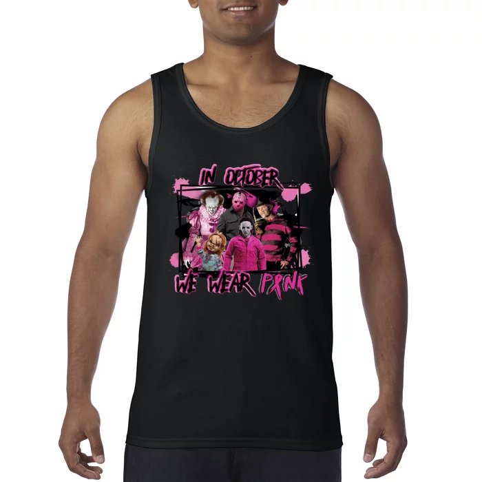 Breast Cancer Awareness Horror Movie Characters Halloween Tank Top