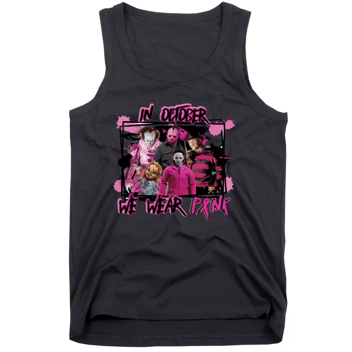 Breast Cancer Awareness Horror Movie Characters Halloween Tank Top