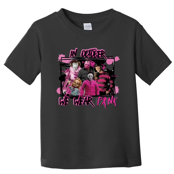 Breast Cancer Awareness Horror Movie Characters Halloween Toddler T-Shirt