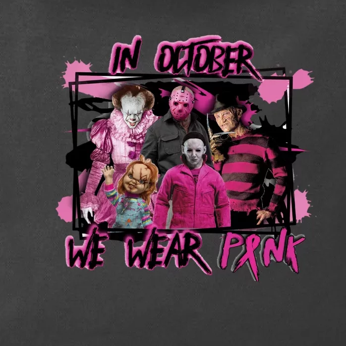 Breast Cancer Awareness Horror Movie Characters Halloween Zip Tote Bag