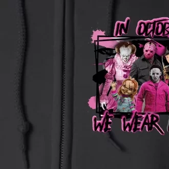 Breast Cancer Awareness Horror Movie Characters Halloween Full Zip Hoodie