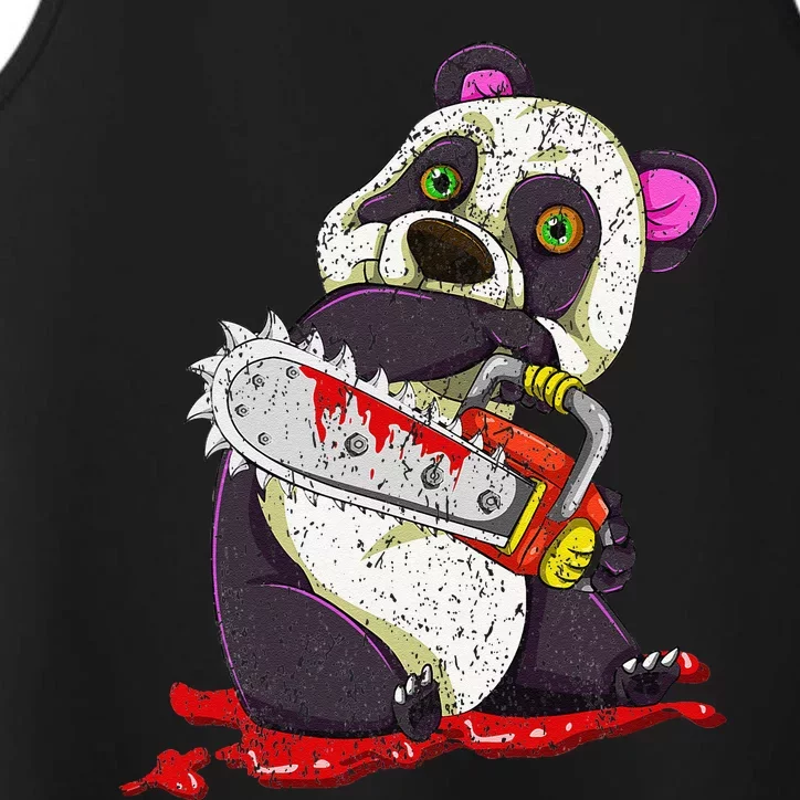 Bloody Chainsaw Animal Spooky Halloween Gift Idea Panda Performance Tank