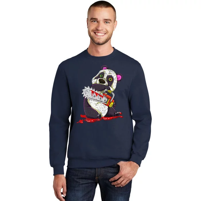 Bloody Chainsaw Animal Spooky Halloween Gift Idea Panda Sweatshirt