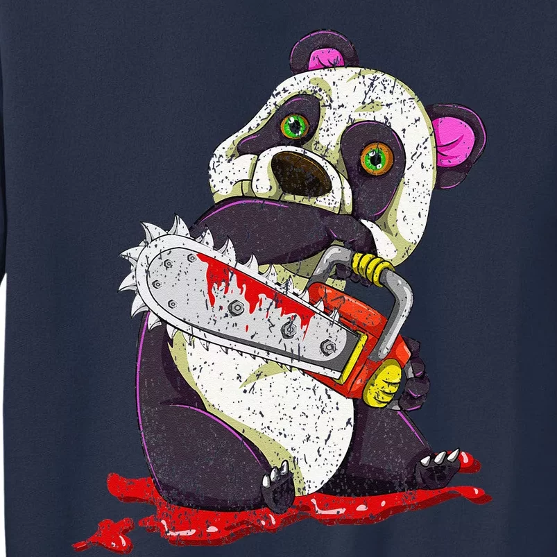 Bloody Chainsaw Animal Spooky Halloween Gift Idea Panda Sweatshirt