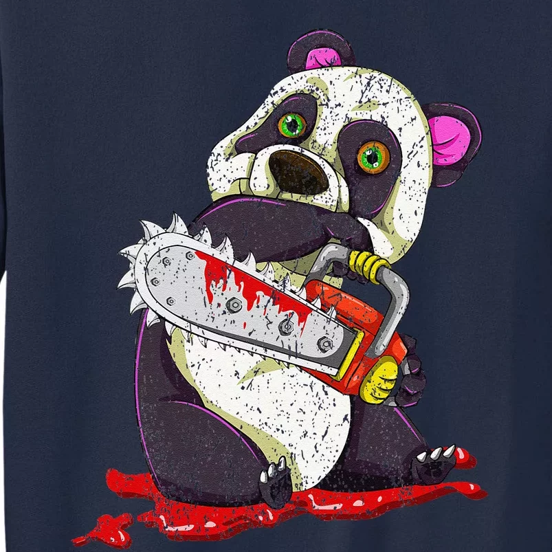 Bloody Chainsaw Animal Spooky Halloween Gift Idea Panda Tall Sweatshirt