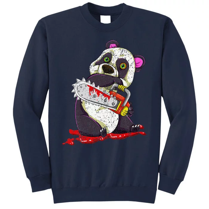 Bloody Chainsaw Animal Spooky Halloween Gift Idea Panda Tall Sweatshirt