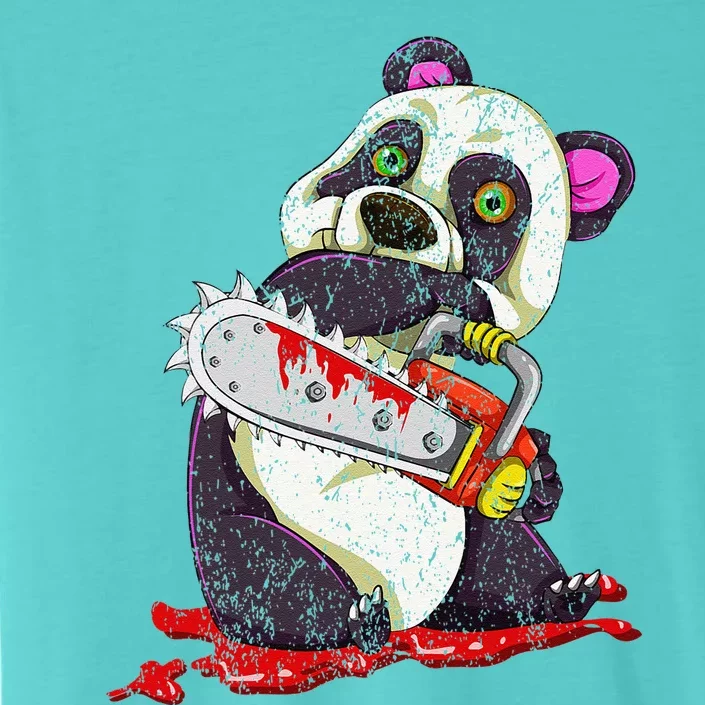 Bloody Chainsaw Animal Spooky Halloween Gift Idea Panda ChromaSoft Performance T-Shirt