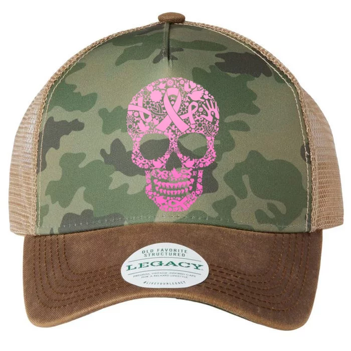 Breast Cancer Awareness Month Pink Ribbon Skull Legacy Tie Dye Trucker Hat