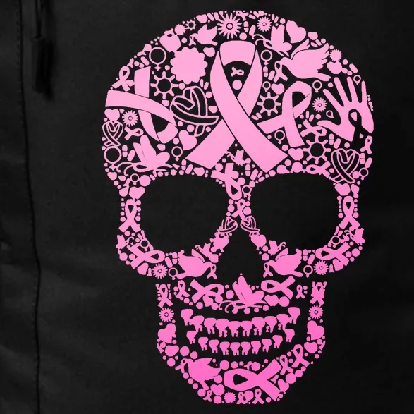 Breast Cancer Awareness Month Pink Ribbon Skull Daily Commute Backpack