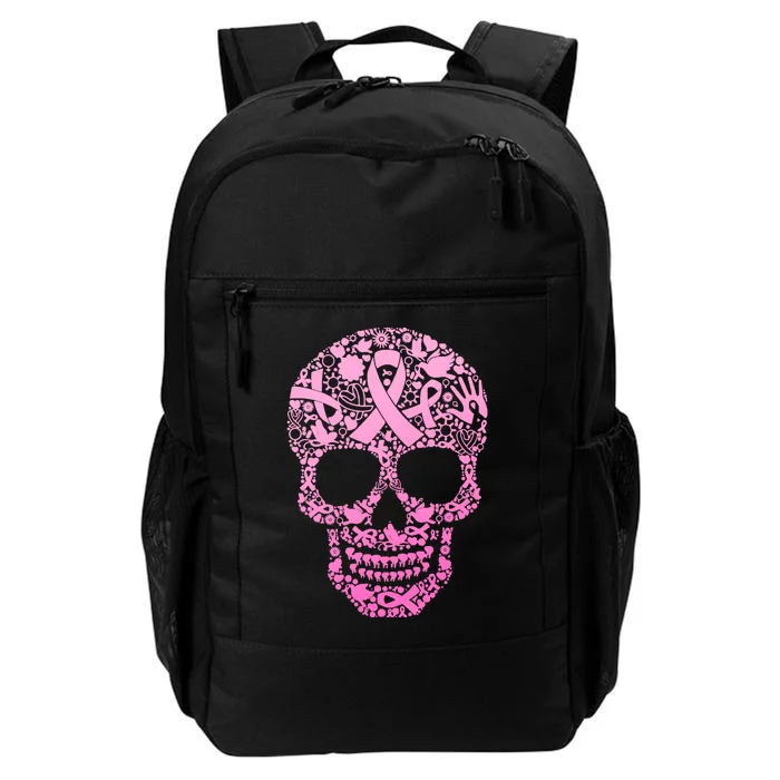 Breast Cancer Awareness Month Pink Ribbon Skull Daily Commute Backpack