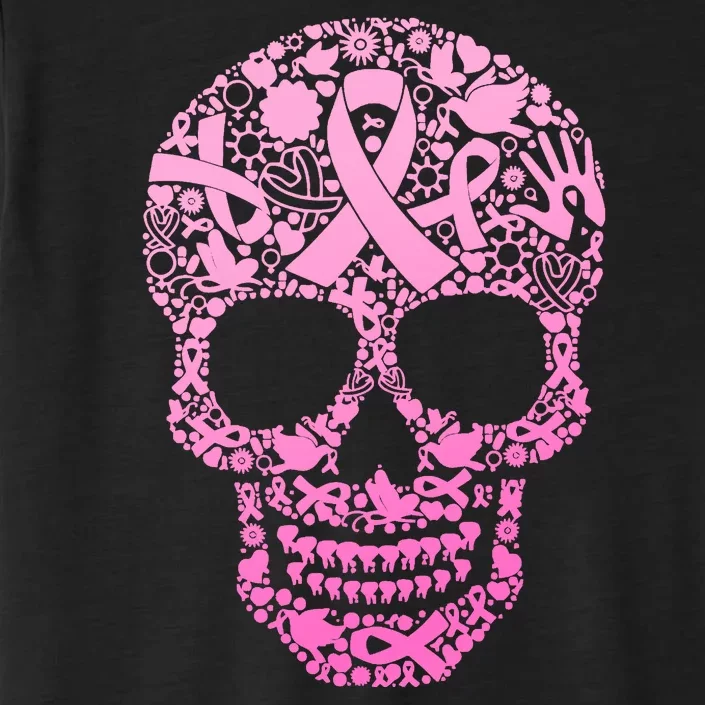 Breast Cancer Awareness Month Pink Ribbon Skull ChromaSoft Performance T-Shirt