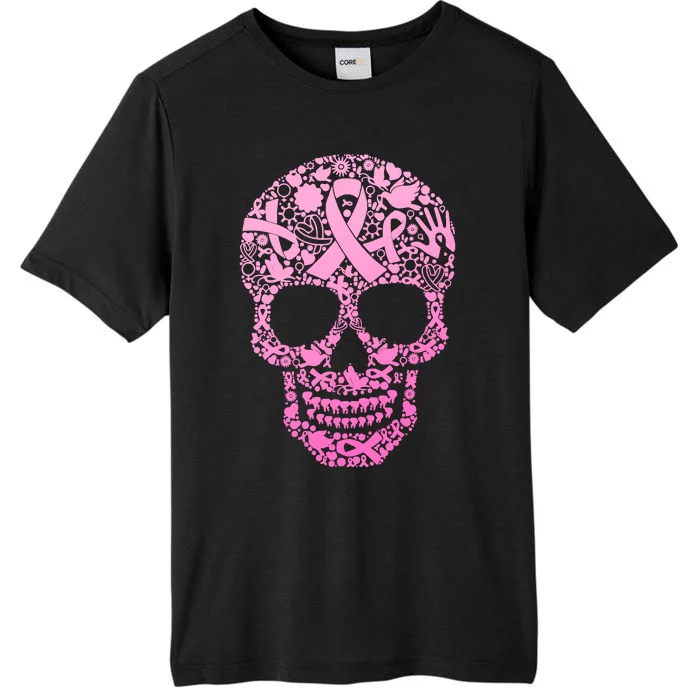 Breast Cancer Awareness Month Pink Ribbon Skull ChromaSoft Performance T-Shirt