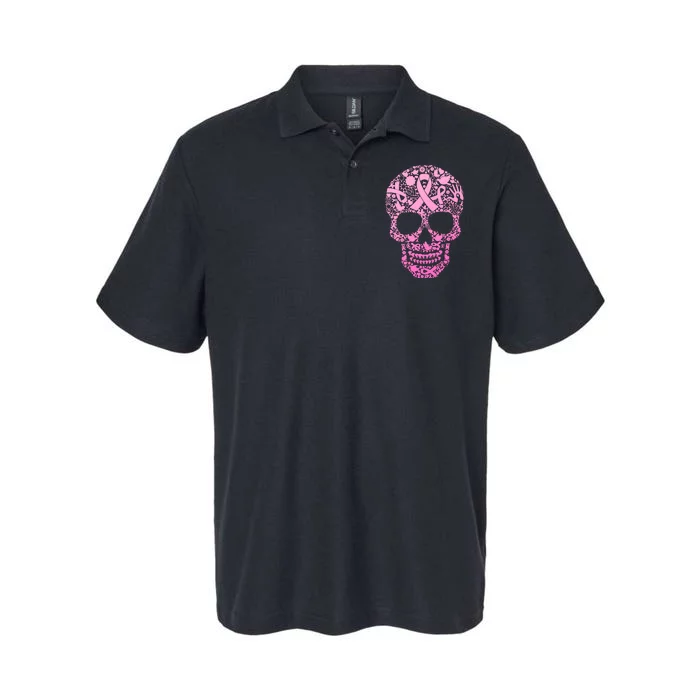 Breast Cancer Awareness Month Pink Ribbon Skull Softstyle Adult Sport Polo