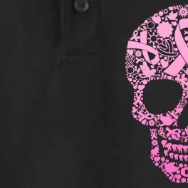 Breast Cancer Awareness Month Pink Ribbon Skull Dry Zone Grid Performance Polo