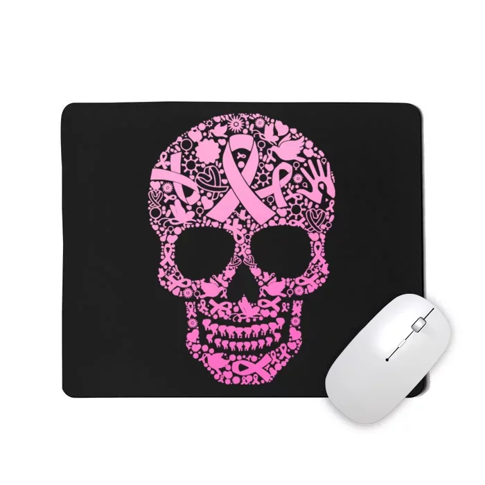 Breast Cancer Awareness Month Pink Ribbon Skull Mousepad