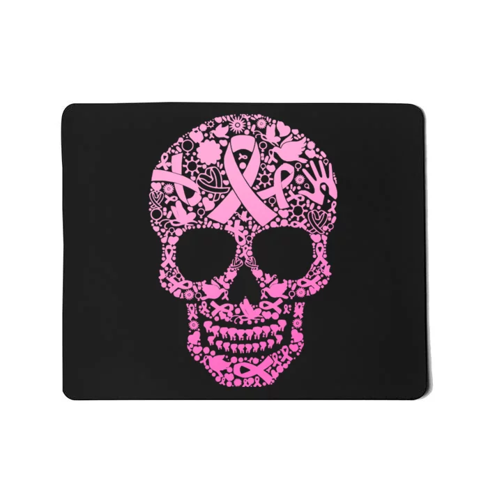 Breast Cancer Awareness Month Pink Ribbon Skull Mousepad