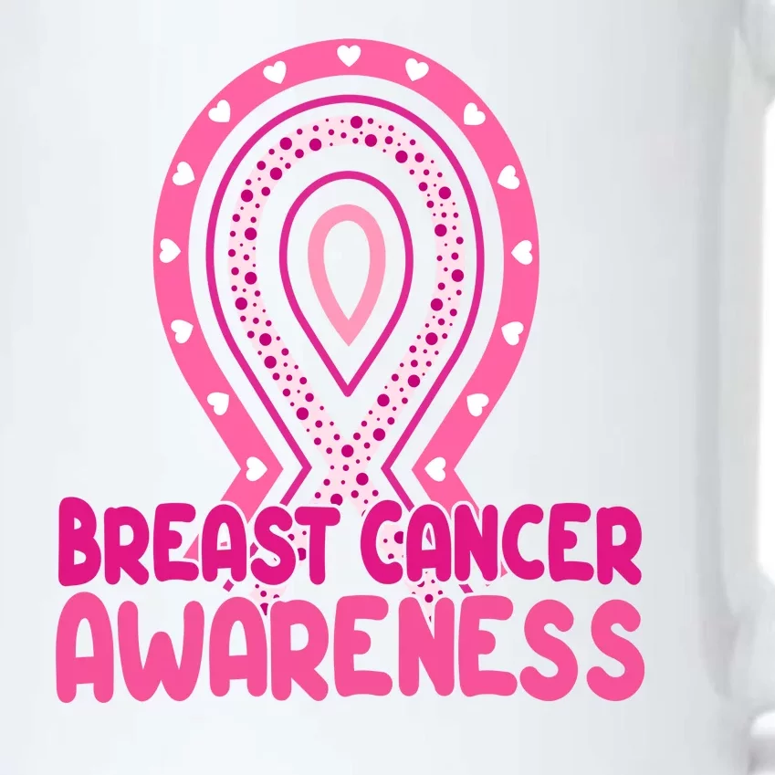 Breast Cancer Awareness Ribbon Heart Black Color Changing Mug